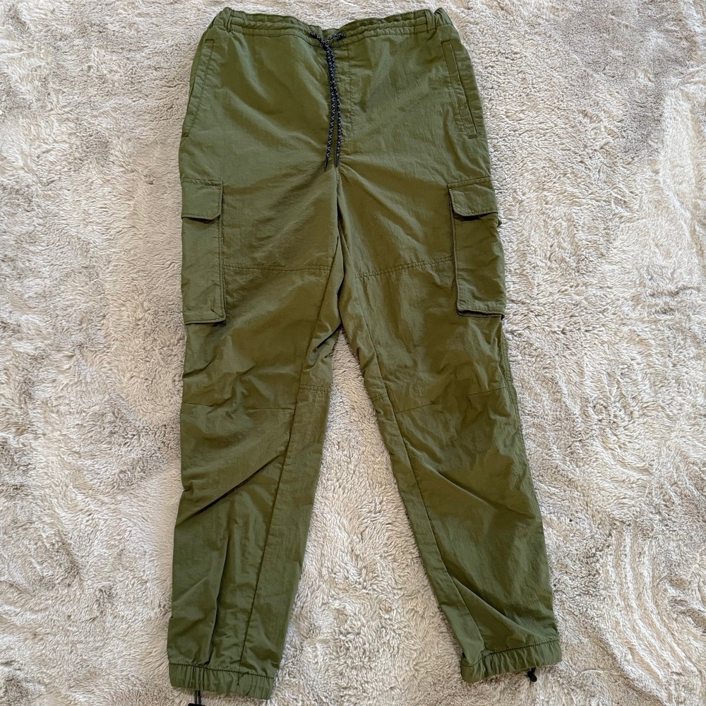 LCKR Cargo Pants Women Large Olive Green Nylon Utility Jogger Drawstring